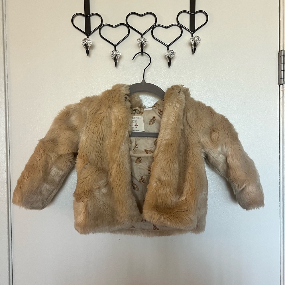 Zara Kids Tan Faux Fur Jacket